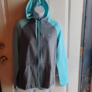 Nike Teal and Gray Full-Zip Hoodie